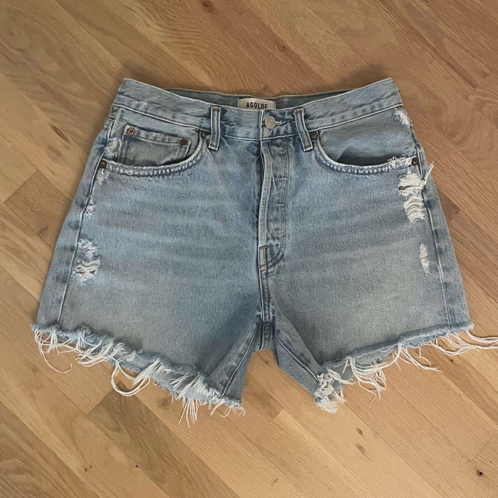 Agolde Parker Long Denim Shorts EUC